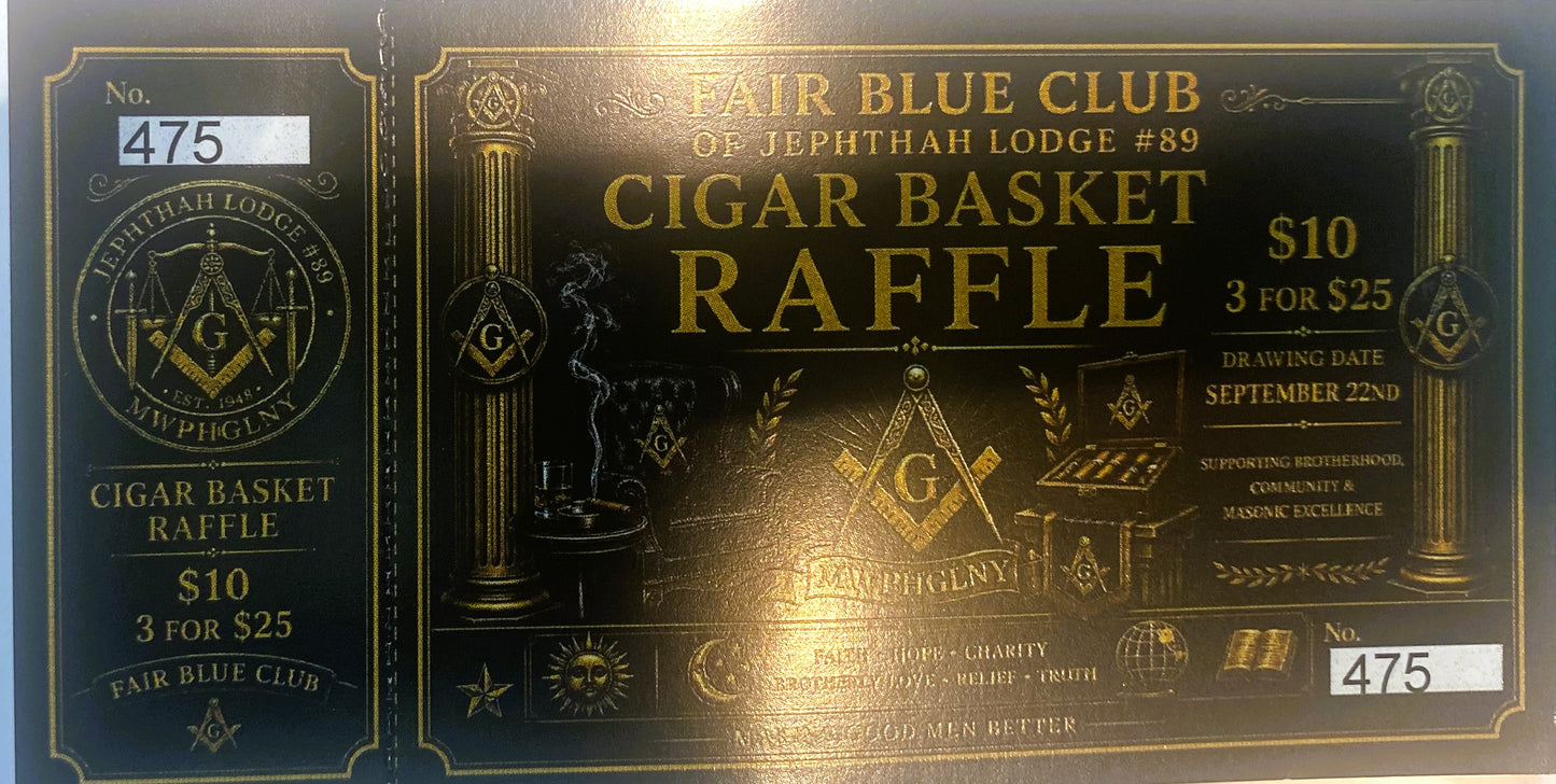 FAIR BLUE CLUB CIGAR BASKET RAFFLE TICKET 475