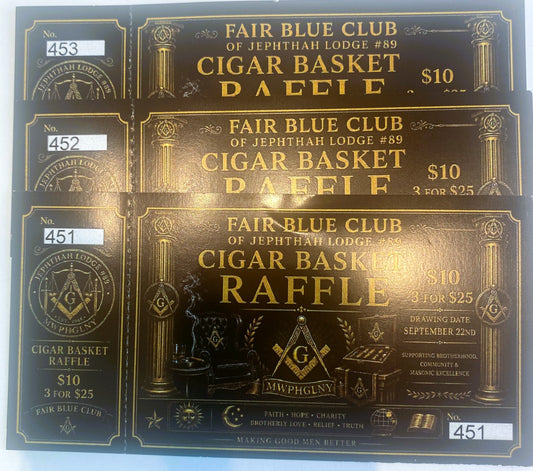 FAIR BLUE CLUB CIGAR BASKET 3 RAFFLE TICKETS FOR $25 BUNDLE #1