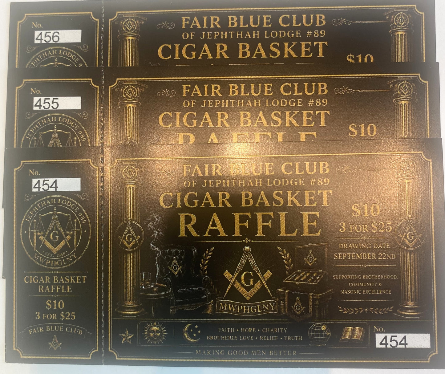 FAIR BLUE CLUB CIGAR BASKET 3 RFFLE TICKETS FOR $25 BUNDLE #2