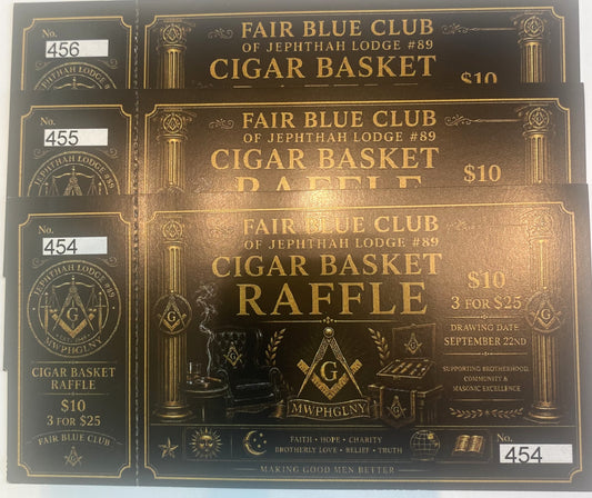 FAIR BLUE CLUB CIGAR BASKET 3 RFFLE TICKETS FOR $25 BUNDLE #2