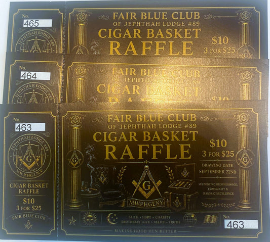 FAIR BLUE CLUB CIGAR BASKET 3 RAFFLE TICKETS FOR $25 BUNDLE #5