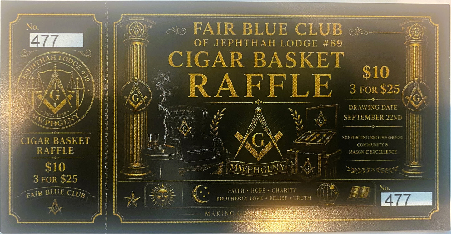 FAIR BLUE CLUB CIGAR BASKET RAFFLE TICKET 477