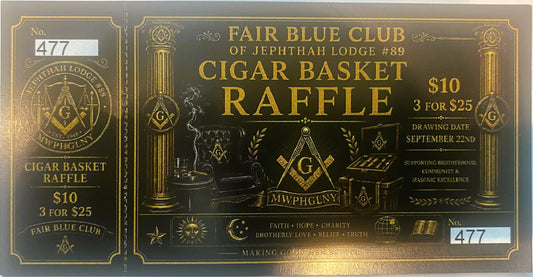FAIR BLUE CLUB CIGAR BASKET RAFFLE TICKET 477