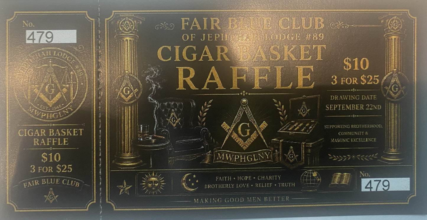 FAIR BLUE CLUB CIGAR BASKET RAFFLE TICKET 479
